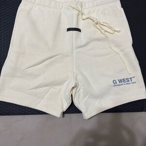 Cream Athletic Shorts with Drawstring Waistband